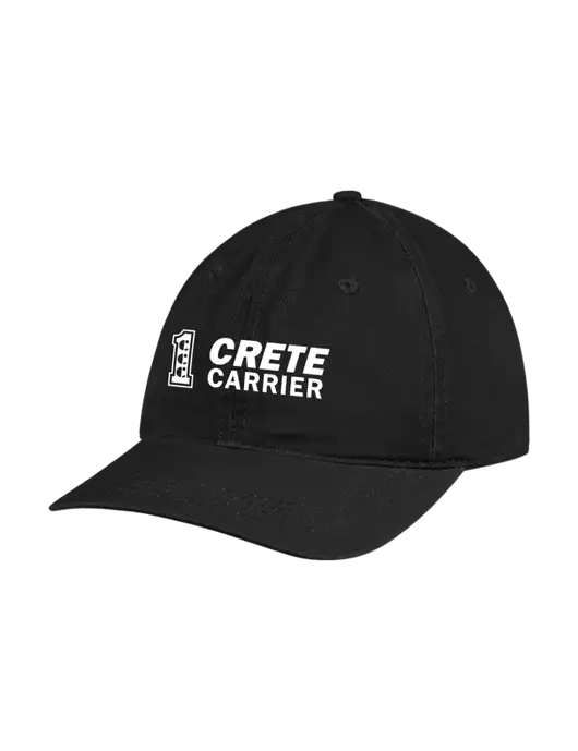 Garment Washed Unstructured Twill Black Cap w/Crete Carrier Logo