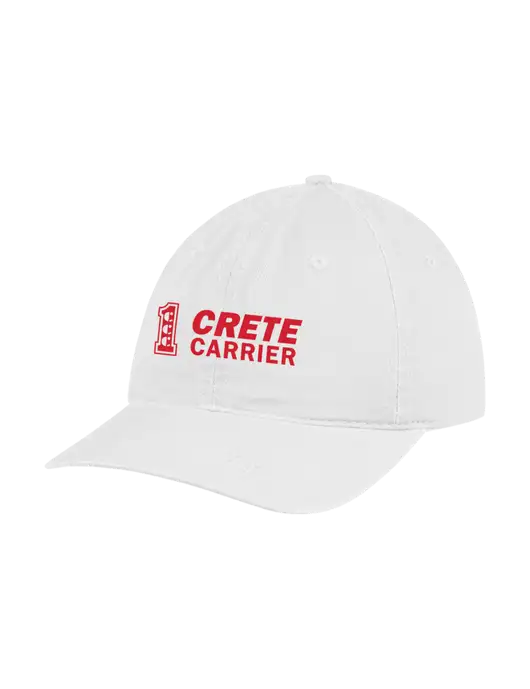 Garment Washed Unstructured Twill White Cap w/Crete Carrier Logo