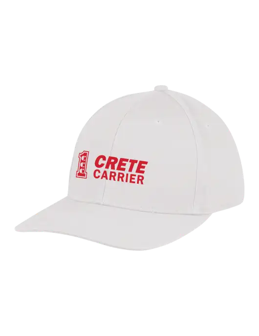 Premium Modern Structured Twill White Snapback Cap w/Crete Carrier Logo