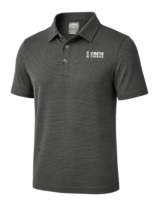 Callaway Black Fine Line Stripe Polo w/Crete Carrier Logo