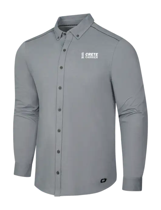 OGIO Medium Grey Heather Modern Code Stretch Button-Up Shirt w/Crete Carrier Logo