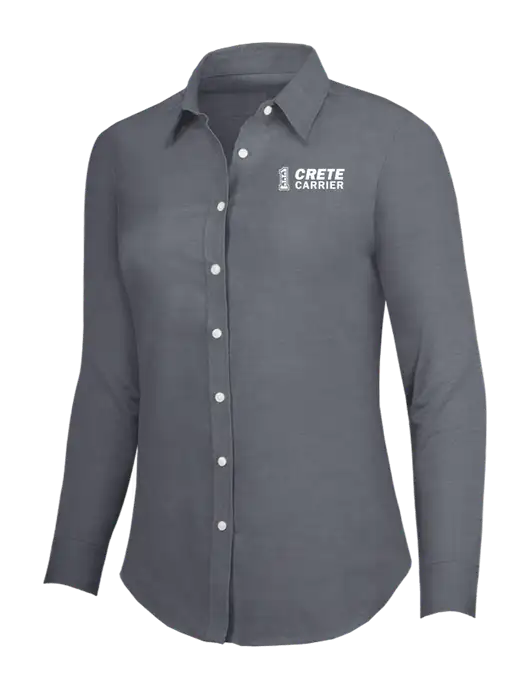 Dark Grey Womens SuperPro Oxford Shirt w/Crete Carrier Logo