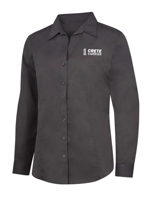 Womens Soft Black Crosshatch Easy Care Shirt w/Crete Carrier Logo