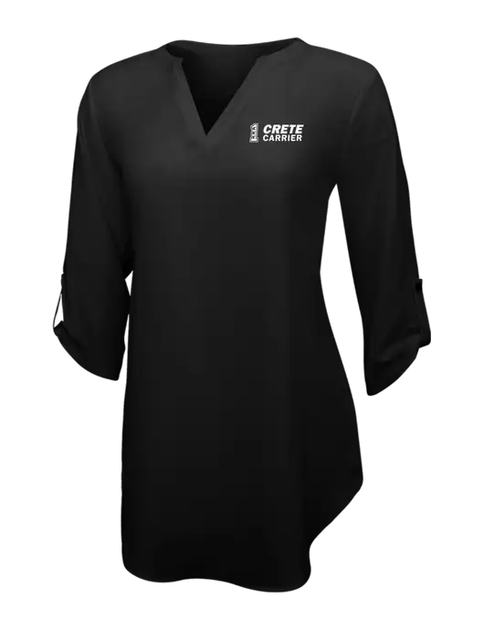Womens Black 3/4 Sleeve Tunic Blouse w/Crete Carrier Logo
