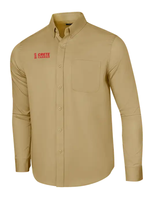 Long Sleeve Dark Tan Superpro React Twill Shirt w/Crete Carrier Logo
