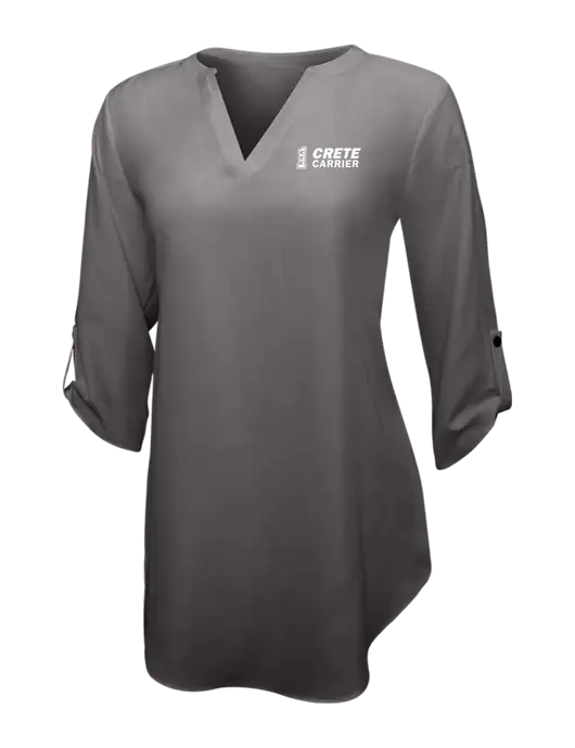 Dark Grey Womens 3/4 Sleeve Tunic Blouse w/Crete Carrier Logo