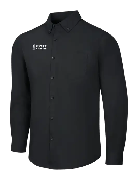 Black Long Sleeve Carefree Poplin Shirt w/Crete Carrier Logo