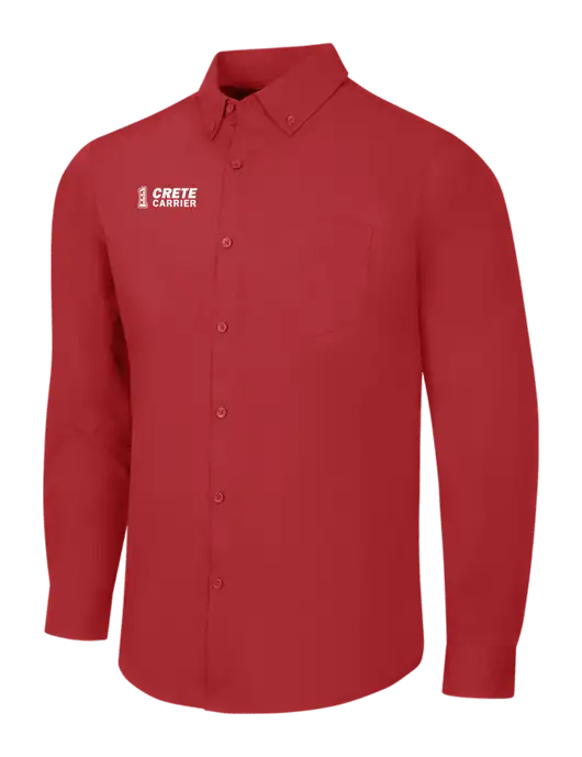 Red Long Sleeve Carefree Poplin Shirt w/Crete Carrier Logo
