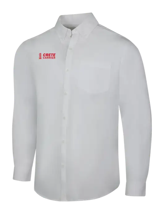 White Long Sleeve Carefree Poplin Shirt w/Crete Carrier Logo