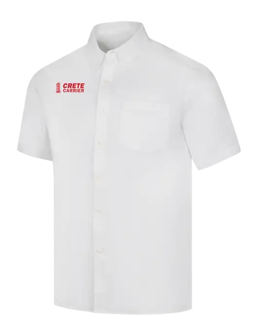 Short Sleeve White Superpro React Twill Shirt w/Crete Carrier Logo