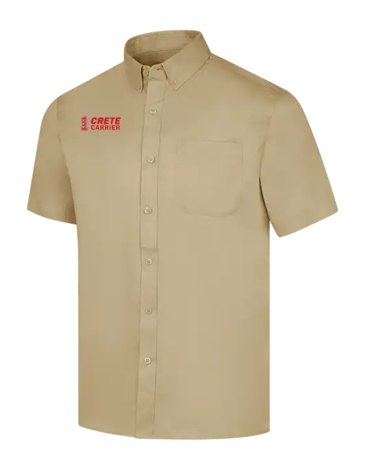 Short Sleeve Dark Tan Superpro React Twill Shirt w/Crete Carrier Logo