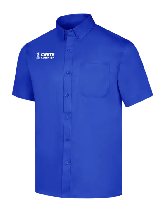 Short Sleeve Dark Royal Superpro React Twill Shirt w/Crete Carrier Logo