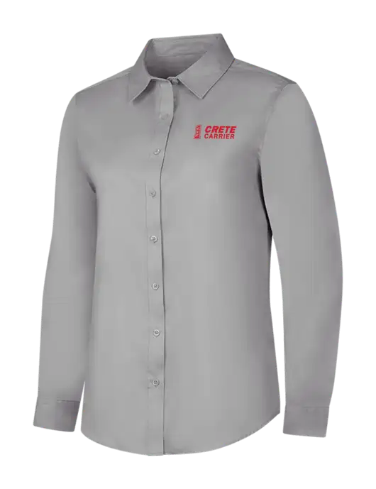 Light Grey Womens Long Sleeve Superpro React Twill Shirt w/Crete Carrier Logo