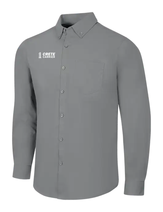 Medium Grey Long Sleeve Carefree Poplin Shirt w/Crete Carrier Logo