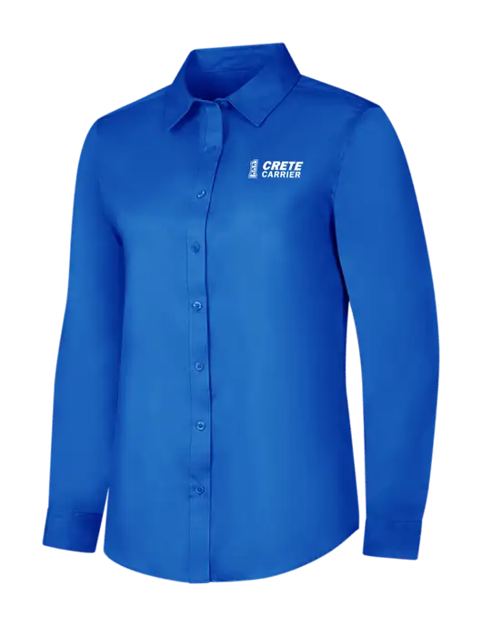 Womens Long Sleeve Royal Blue Superpro React Twill Shirt w/Crete Carrier Logo