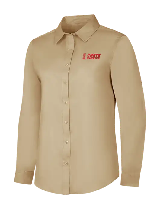 Dark Tan Womens Long Sleeve Superpro React Twill Shirt w/Crete Carrier Logo