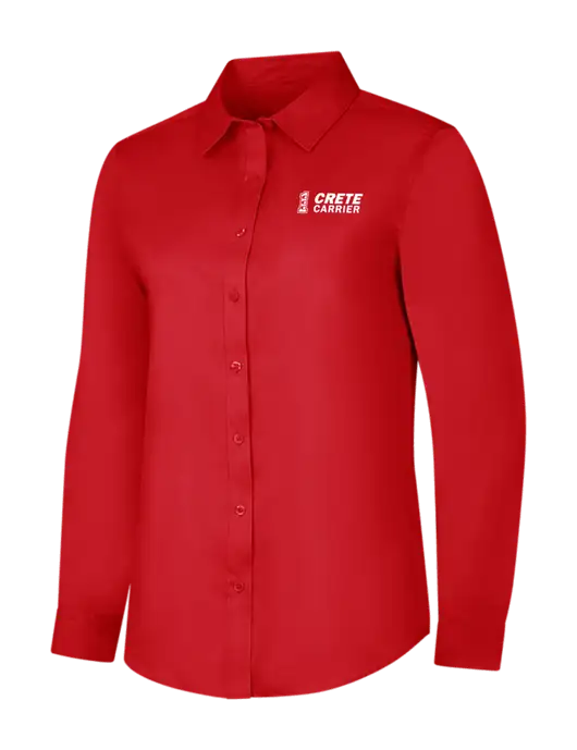 Red Womens Long Sleeve Superpro React Twill Shirt w/Crete Carrier Logo