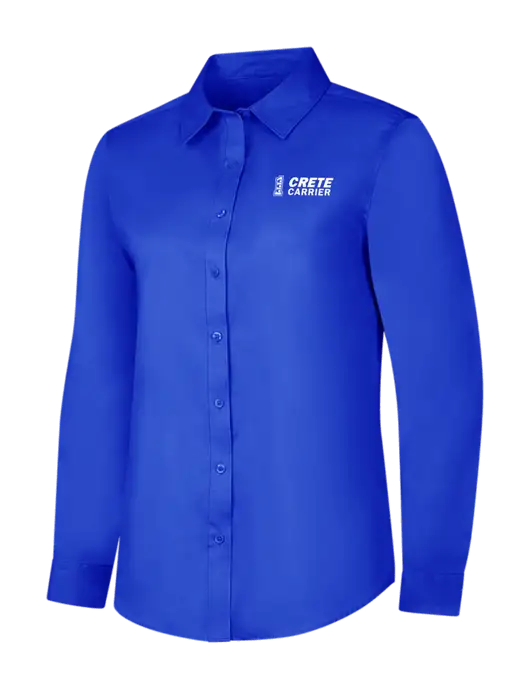 Womens Long Sleeve Dark Royal Superpro React Twill Shirt w/Crete Carrier Logo