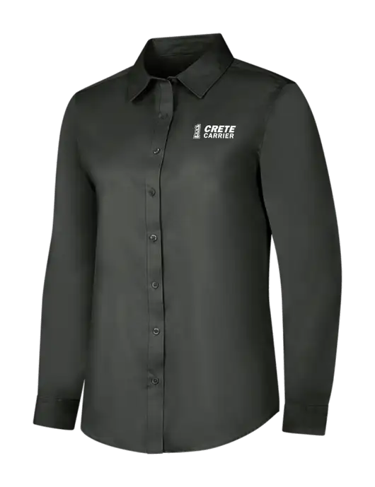 Dark Grey Womens Long Sleeve Superpro React Twill Shirt w/Crete Carrier Logo