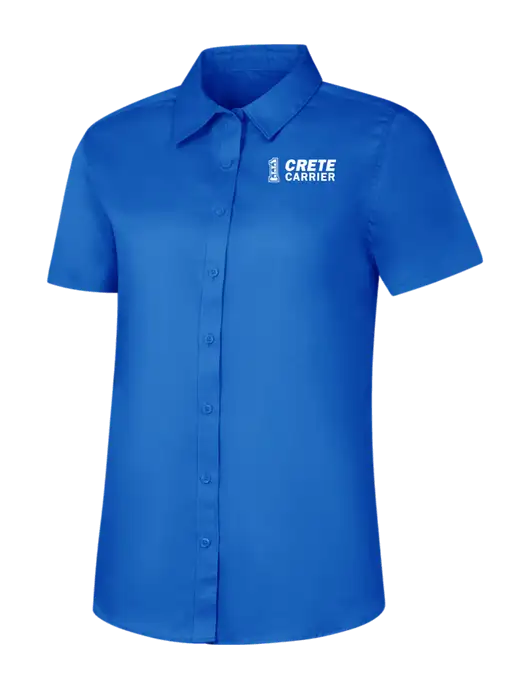 Womens Short Sleeve Royal Blue Superpro React Twill Shirt w/Crete Carrier Logo