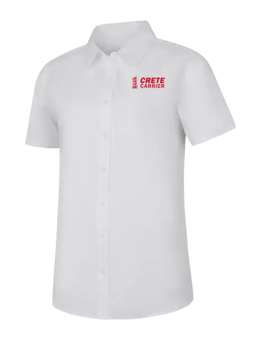 Womens White Short Sleeve Superpro React Twill Shirt w/Crete Carrier Logo