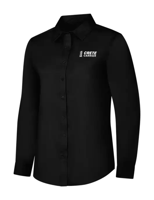 Womens Black Long Sleeve Superpro React Twill Shirt w/Crete Carrier Logo