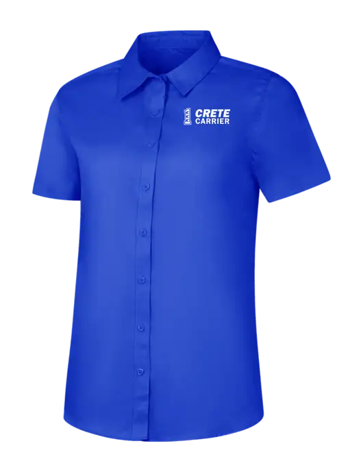 Womens Short Sleeve Dark Royal Superpro React Twill Shirt w/Crete Carrier Logo
