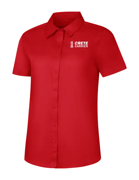 Womens Red Short Sleeve Superpro React Twill Shirt w/Crete Carrier Logo