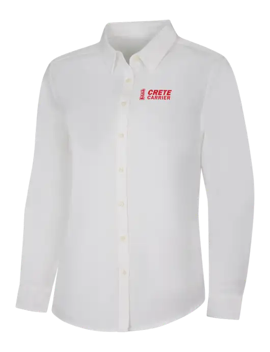 Womens White Long Sleeve Superpro React Twill Shirt w/Crete Carrier Logo