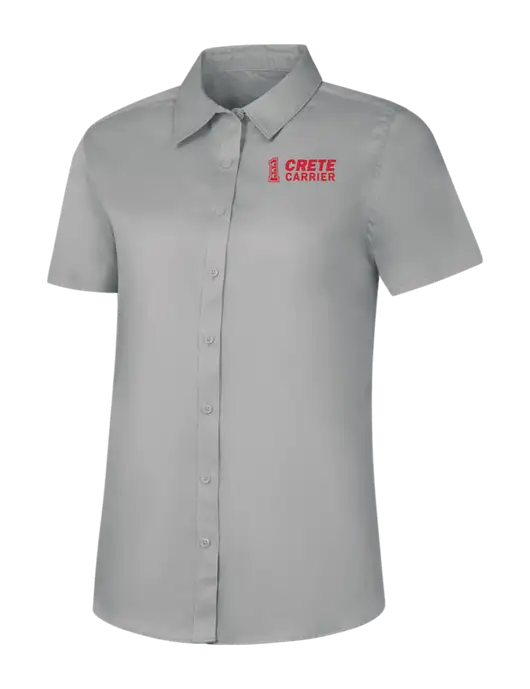 Womens Light Grey Short Sleeve Superpro React Twill Shirt w/Crete Carrier Logo