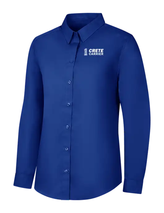 Womens Royal Long Sleeve Carefree Poplin Shirt w/Crete Carrier Logo