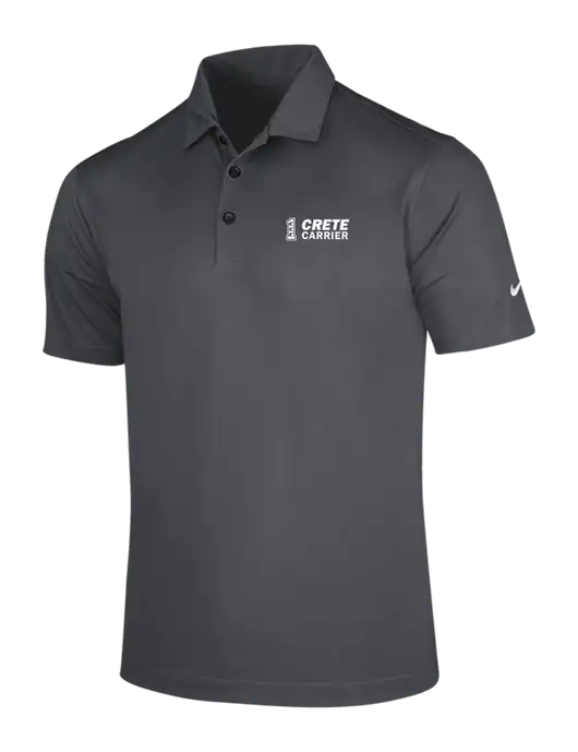 NIKE Dark Grey Dri-Fit Vertical Mesh Polo w/Crete Carrier Logo