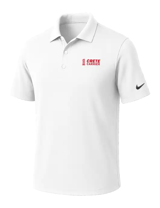 NIKE White Dri-Fit Micro Pique Polo w/Crete Carrier Logo