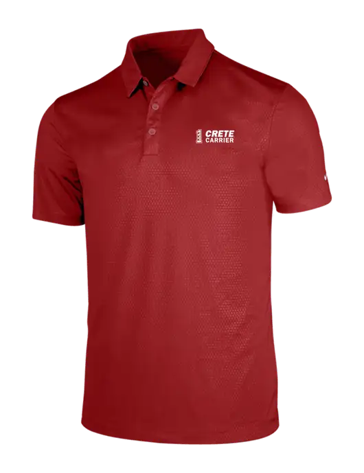 NIKE Red Dri-Fit Embossed Tri-Blade Polo w/Crete Carrier Logo