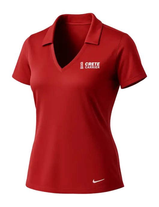 NIKE Red Womens Dri-Fit Vertical Mesh Polo w/Crete Carrier Logo