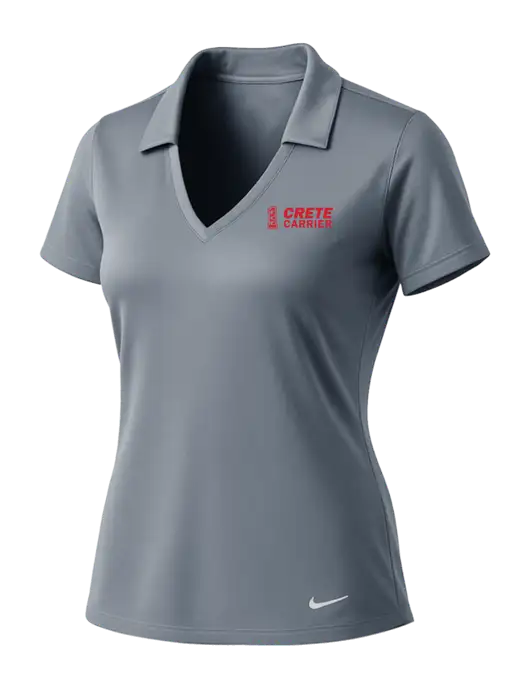 NIKE Medium Grey Womens Dri-Fit Vertical Mesh Polo w/Crete Carrier Logo