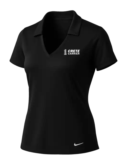 NIKE Black Womens Dri-Fit Vertical Mesh Polo w/Crete Carrier Logo