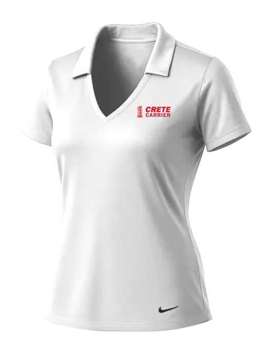 NIKE White Womens Dri-Fit Vertical Mesh Polo w/Crete Carrier Logo