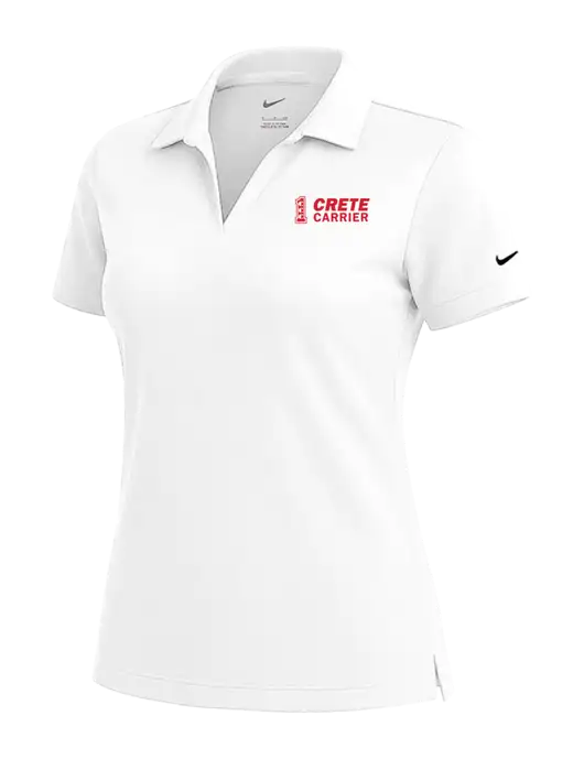 NIKE White Womens Dri-Fit Micro Pique Polo w/Crete Carrier Logo