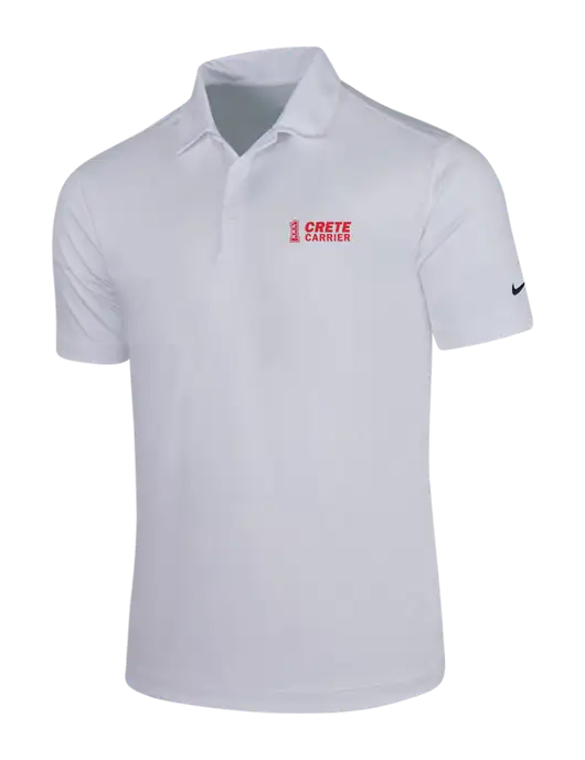 NIKE White Dri-Fit Vertical Mesh Polo w/Crete Carrier Logo