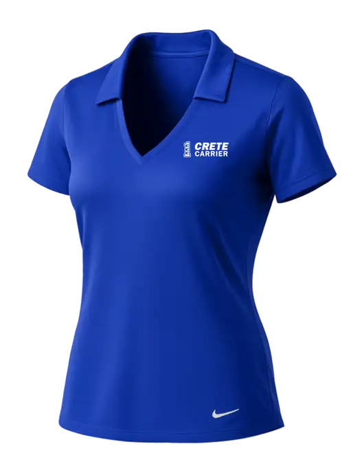 NIKE Dark Royal Womens Dri-Fit Vertical Mesh Polo w/Crete Carrier Logo