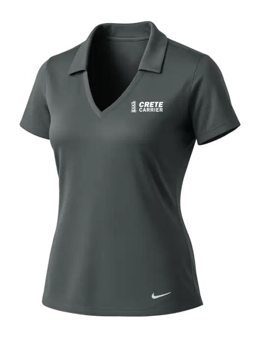 NIKE Dark Grey Womens Dri-Fit Vertical Mesh Polo w/Crete Carrier Logo