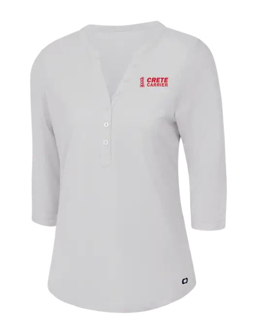 OGIO Bright White Jewel Henley w/Crete Carrier Logo