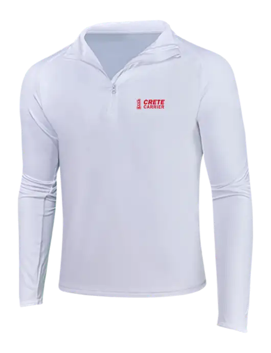 White Sport Wick Stretch 1/4 Zip Pullover w/Crete Carrier Logo