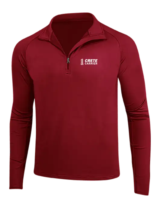 Red Sport Wick Stretch 1/4 Zip Pullover w/Crete Carrier Logo