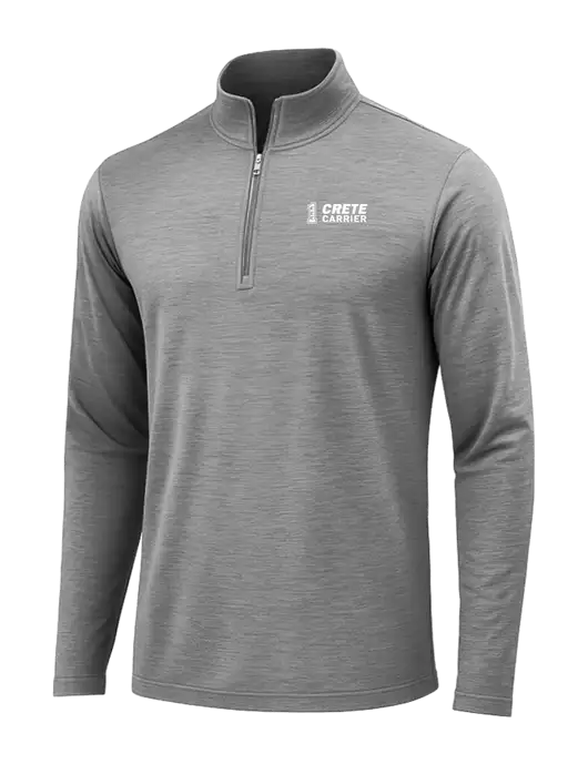 Dark Grey Heather Posicharge Tri-Blend Wicking 1/4 Zip Pullover w/Crete Carrier Logo