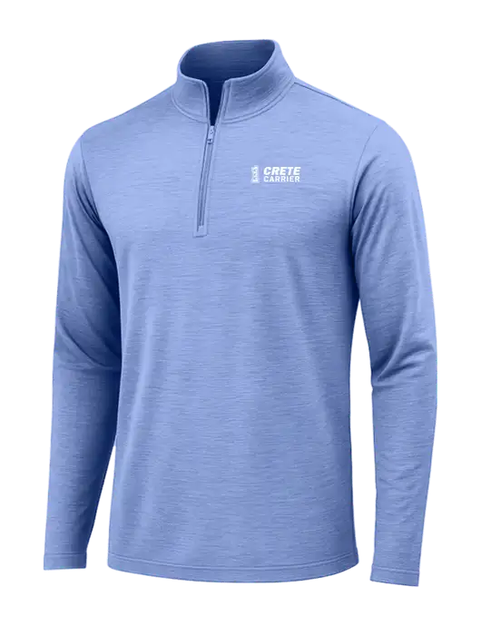 True Royal Heather Posicharge Tri-Blend Wicking 1/4 Zip Pullover w/Crete Carrier Logo