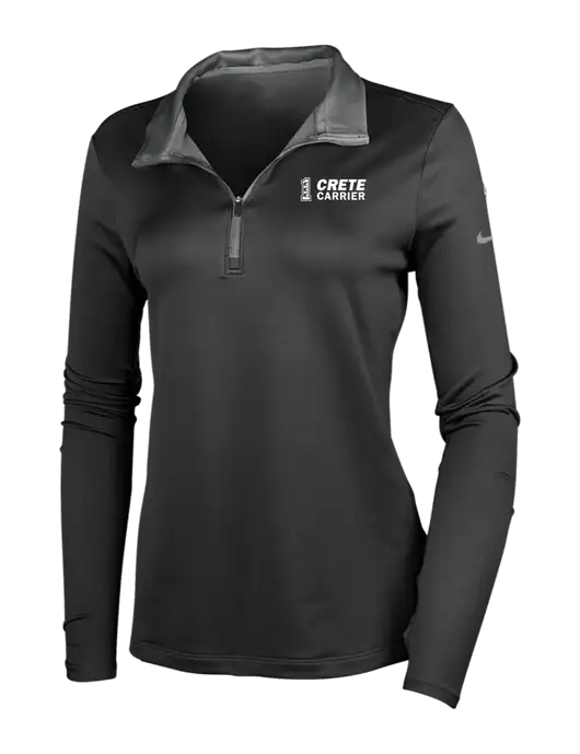 NIKE Black/Dark Grey Womens Dry-Fit Stretch 1/2 Zip Cover-Up w/Crete Carrier Logo