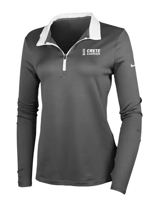 NIKE Dark Grey/White Womens Dry-Fit Stretch 1/2 Zip Cover-Up w/Crete Carrier Logo