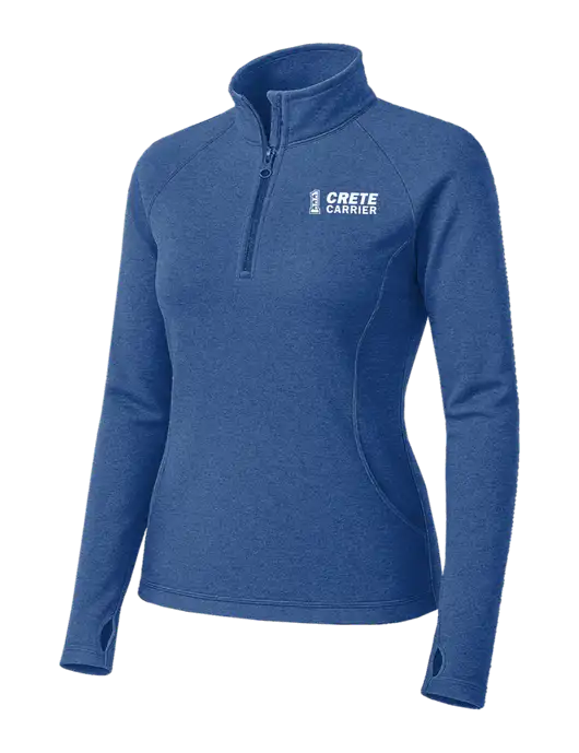 Royal Heather Womens Sport Wick Stretch 1/4 Zip Pullover w/Crete Carrier Logo